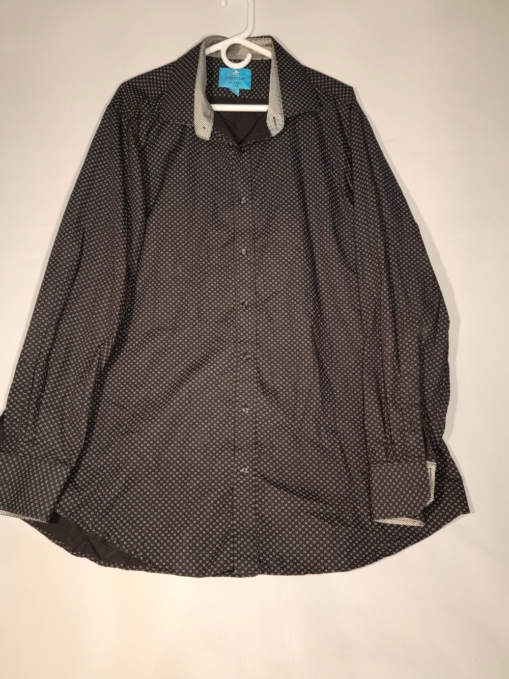 Stretch Micro-Pattern Long-Sleeve Shirt - Black